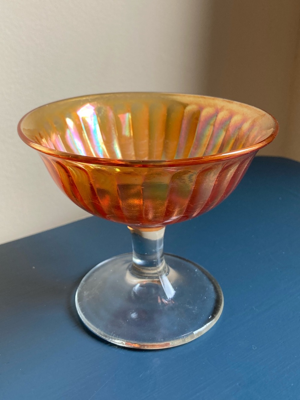 Vintage Imperial Glass Marigold Iridescent Carnival Glass Sherbet Bowl